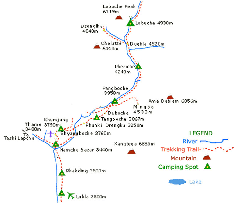 Lobuche East Peak Climbing Map